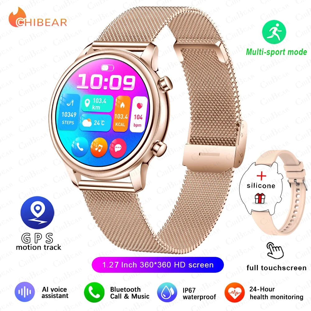 2024 New For Xiaomi 1.27 inch Women Smart Watch Heart Rate Health Custom Dial Ladies Fashion Bracelet Bluetooth Call SmartWatch