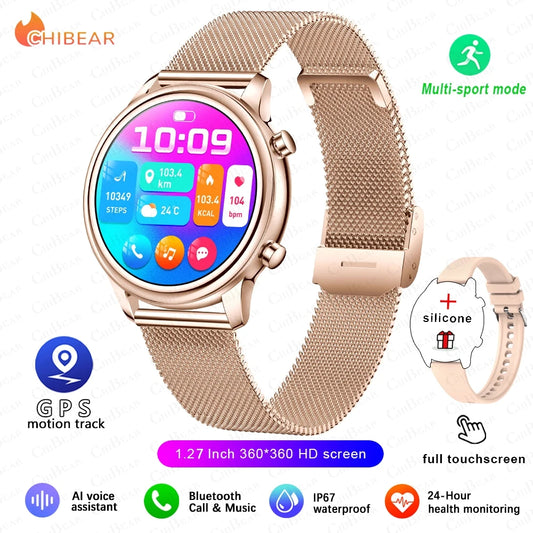 2024 New For Xiaomi 1.27 inch Women Smart Watch Heart Rate Health Custom Dial Ladies Fashion Bracelet Bluetooth Call SmartWatch