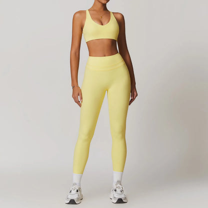 Breathable Yoga Suit Sharpened Tight Back Stretch High Waist Comfortable Fitness Clothing Running Pilates Fitness Exercise Suit
