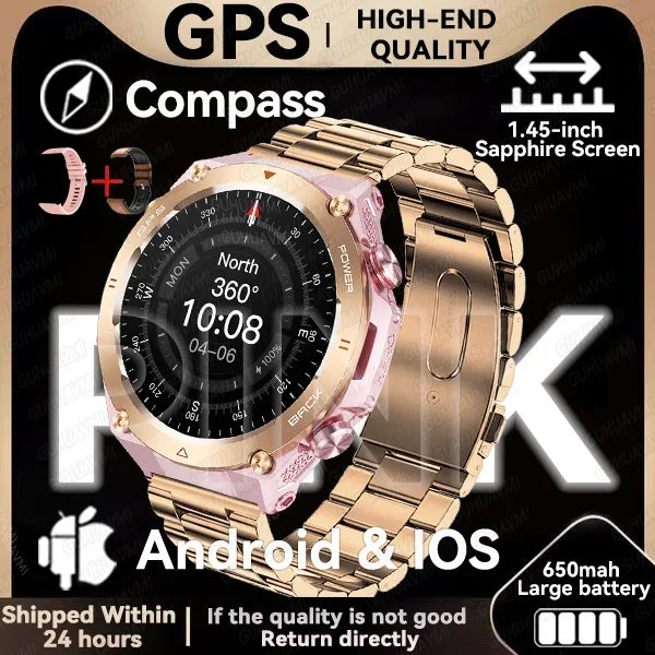 New GPS Smartwatch 1.45'' AMOLED Display 100 Sports Modes Voice Calling Smart Watch Men Women Military Grade Toughness Watches