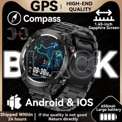 New GPS Smartwatch 1.45'' AMOLED Display 100 Sports Modes Voice Calling Smart Watch Men Women Military Grade Toughness Watches