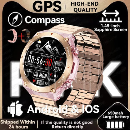 2024 New GPS Smart Watch 1.45" Ultra HD Display Built-in GPS & Compass Make/Receive Phone Calls 650mAh Battery Smart Braceletes